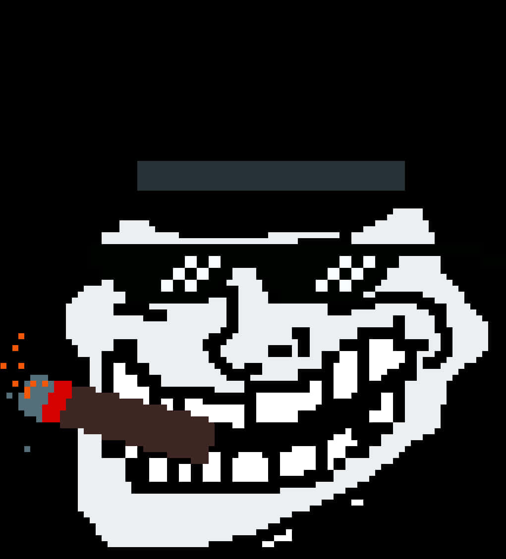 Trollface Smoking Pixel Art PNG
