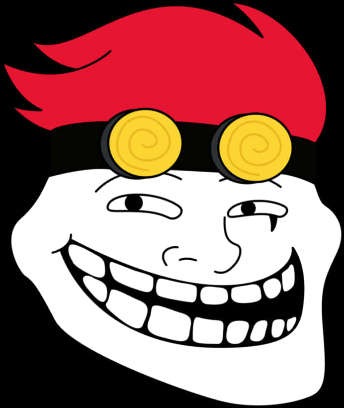 Trollface_with_ Red_ Hair_and_ Goggles PNG