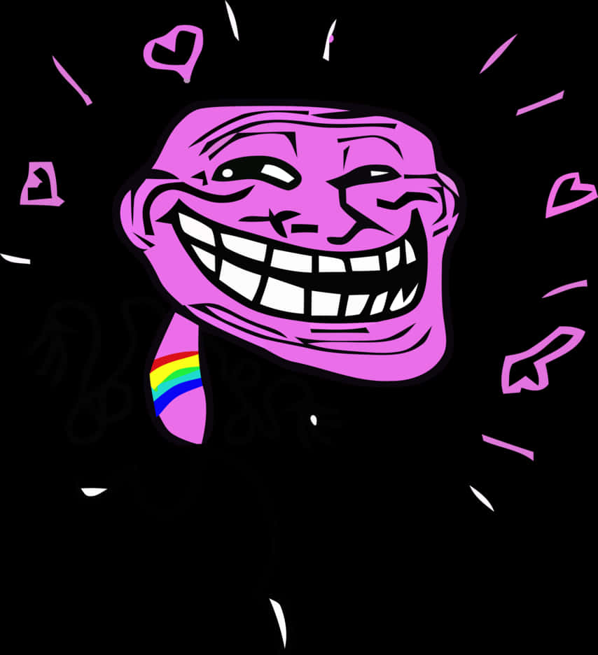 Trollfacewith Rainbow Tongue PNG