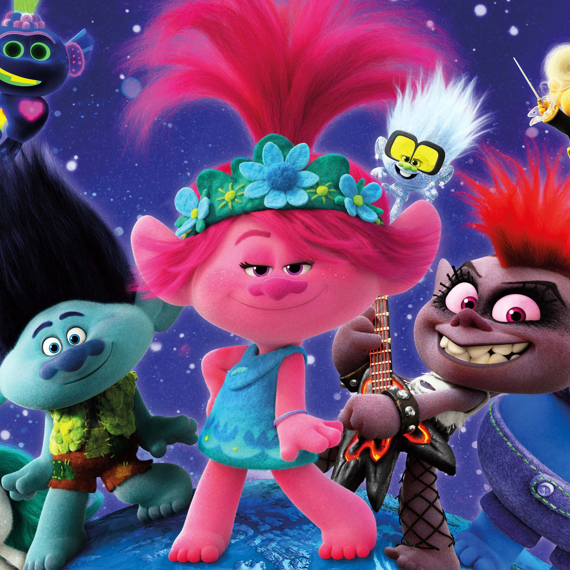 Trolls Movie Poster With A Group Of Characters Wallpaper