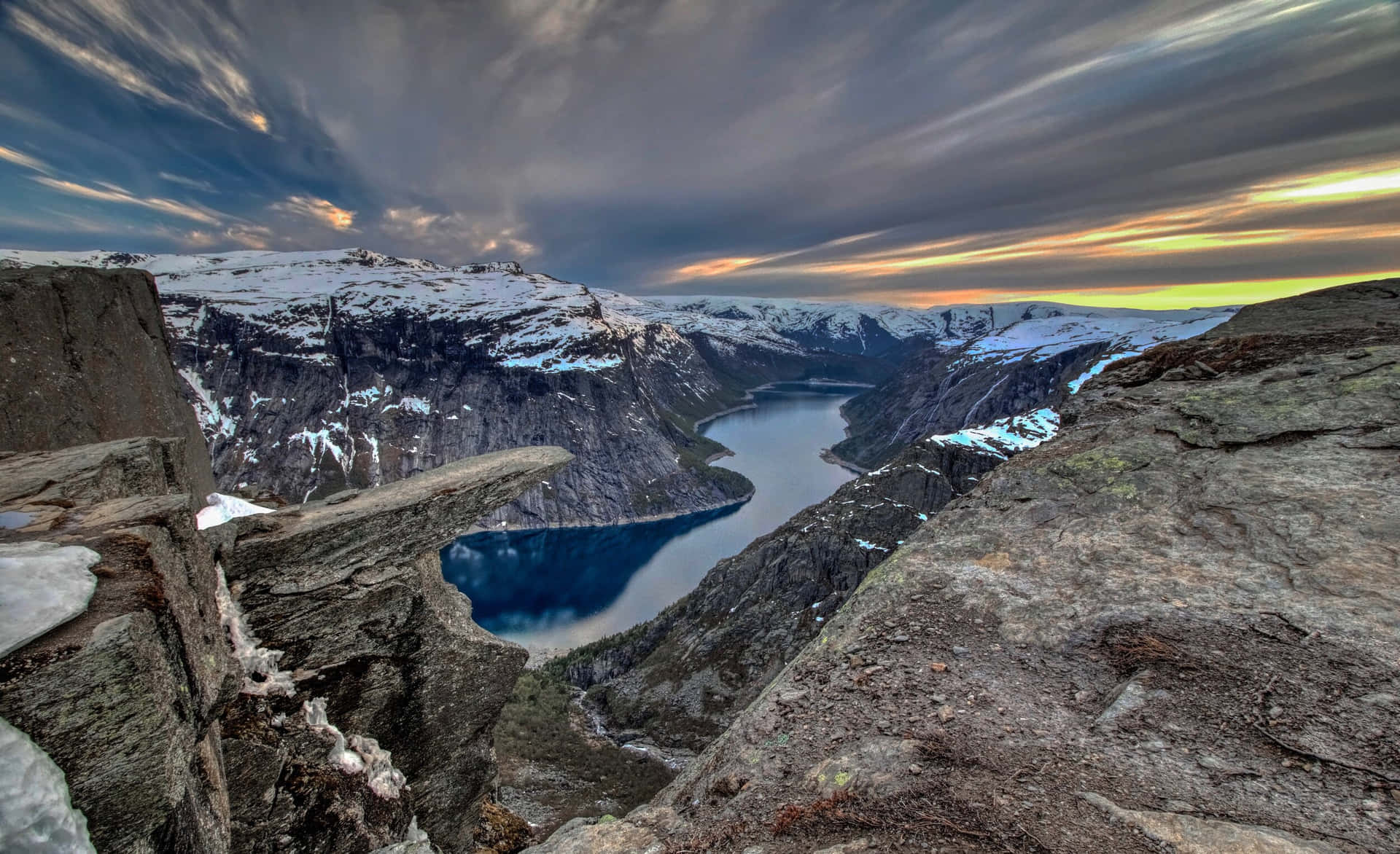 Trolltunga With Rock Formations Wallpaper