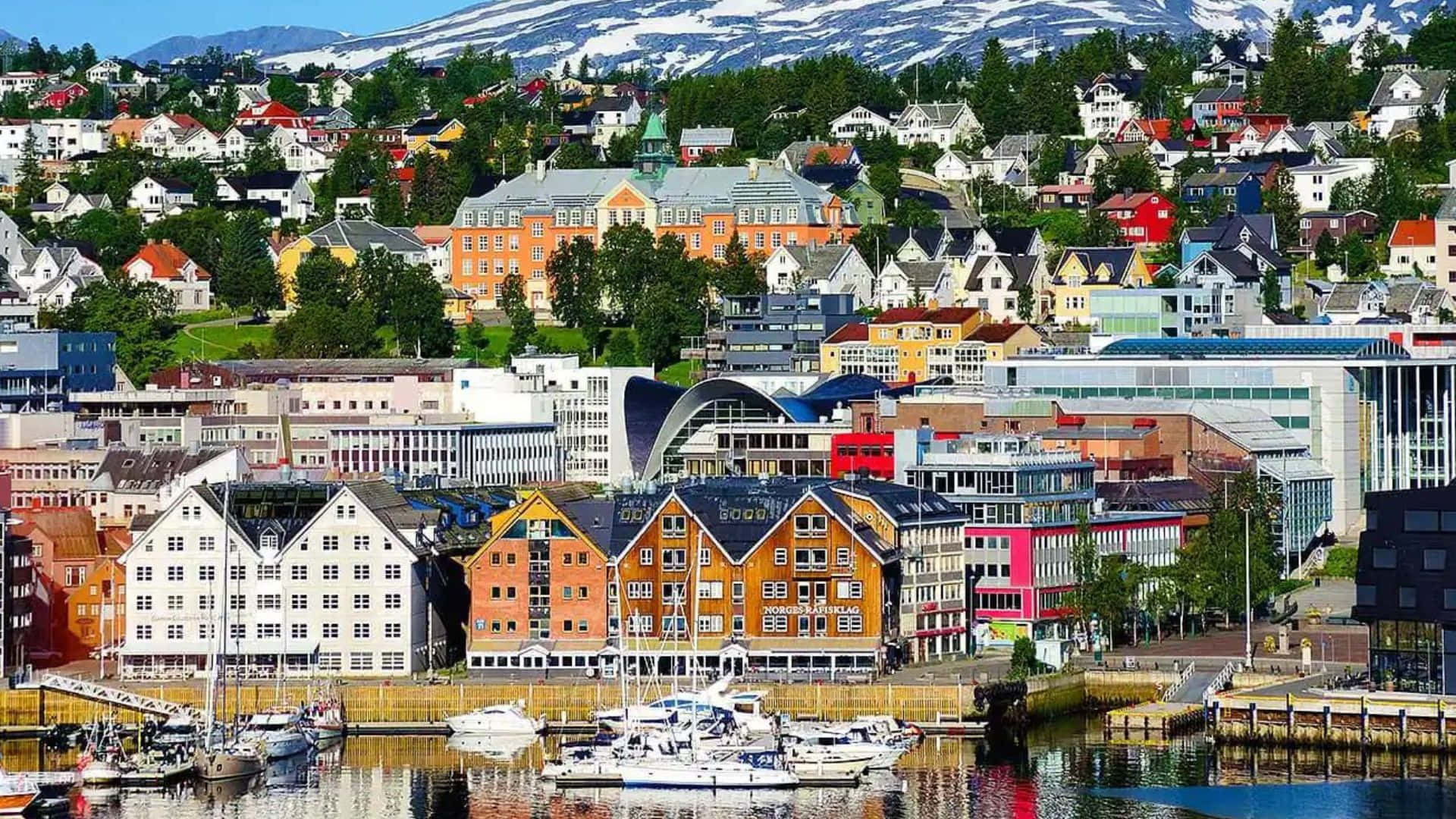 Tromso Norway Coastal Cityscape Wallpaper