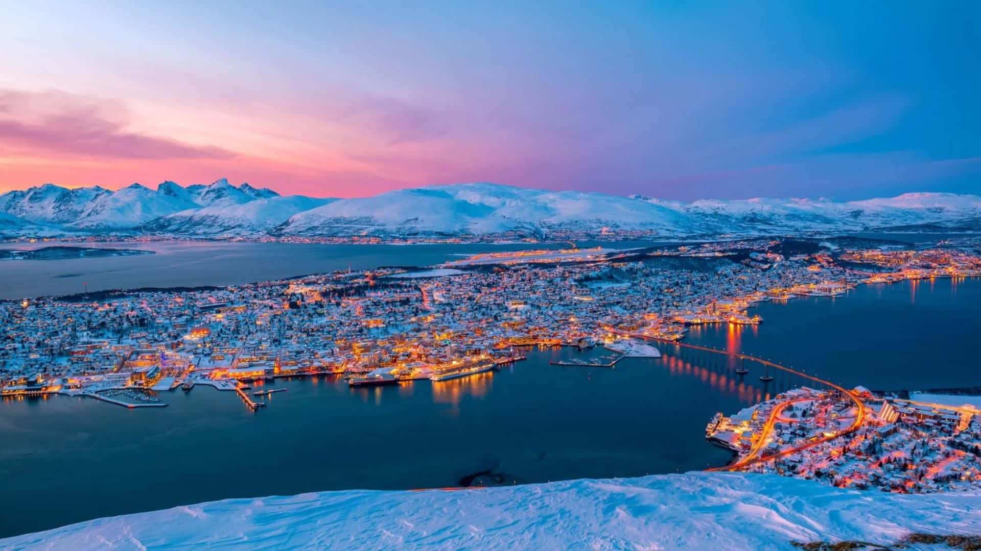 Download Tromso Norway Winter Sunset Wallpaper | Wallpapers.com