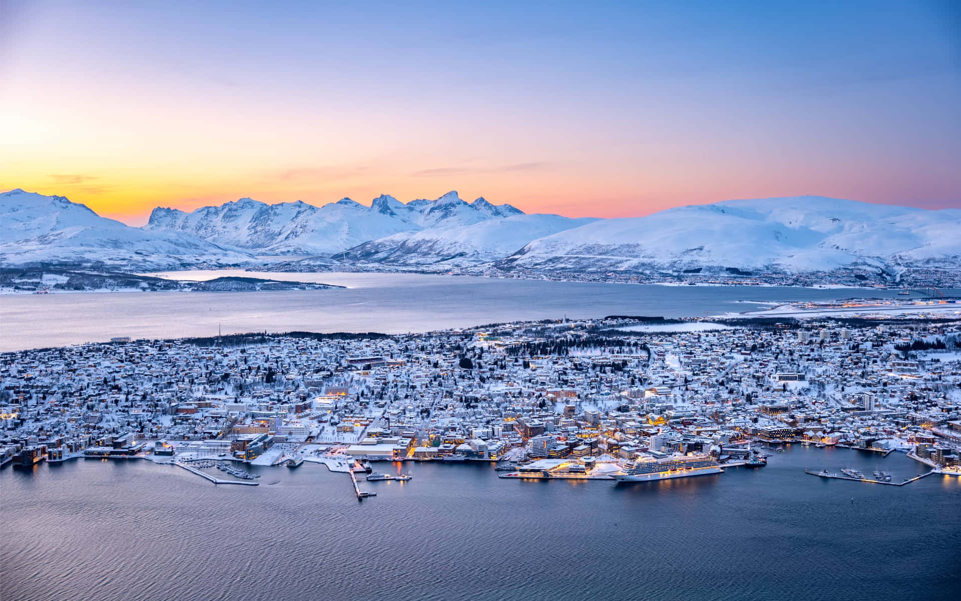 Tromso Norway Winter Sunset Wallpaper