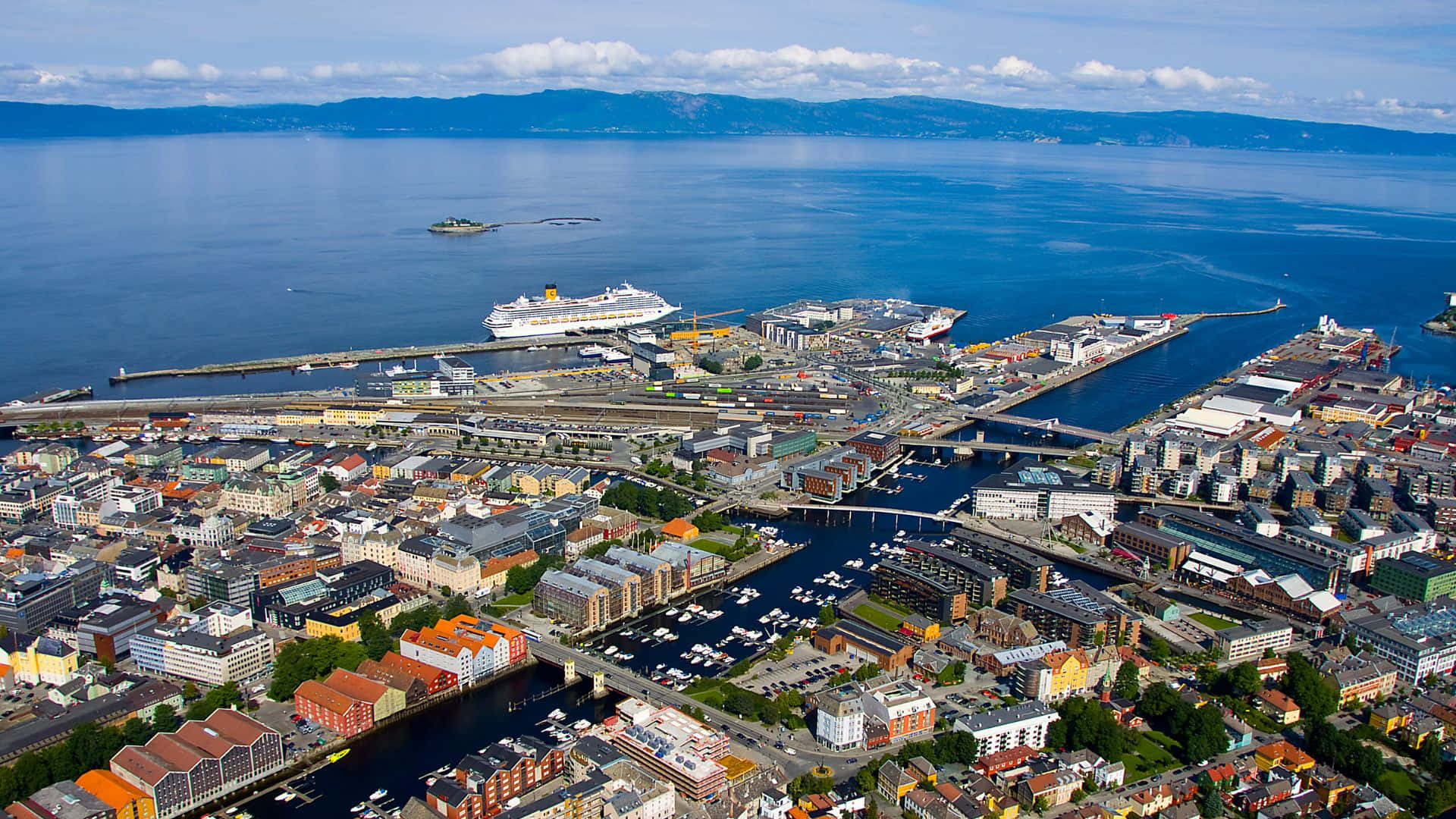 Trondheim Aerial View Norway Wallpaper