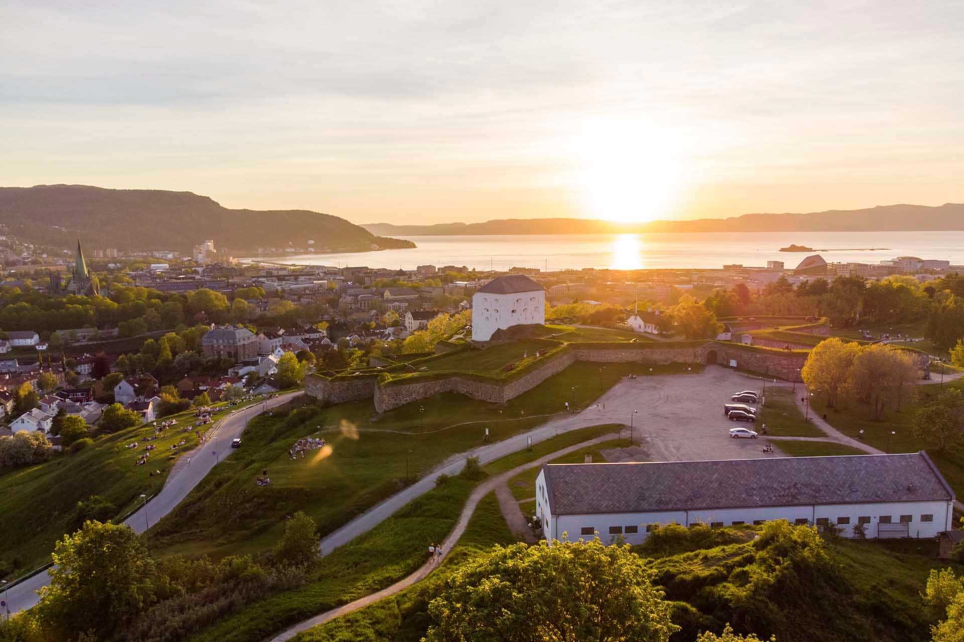 Trondheim Sunset Overlooking Fortress Wallpaper