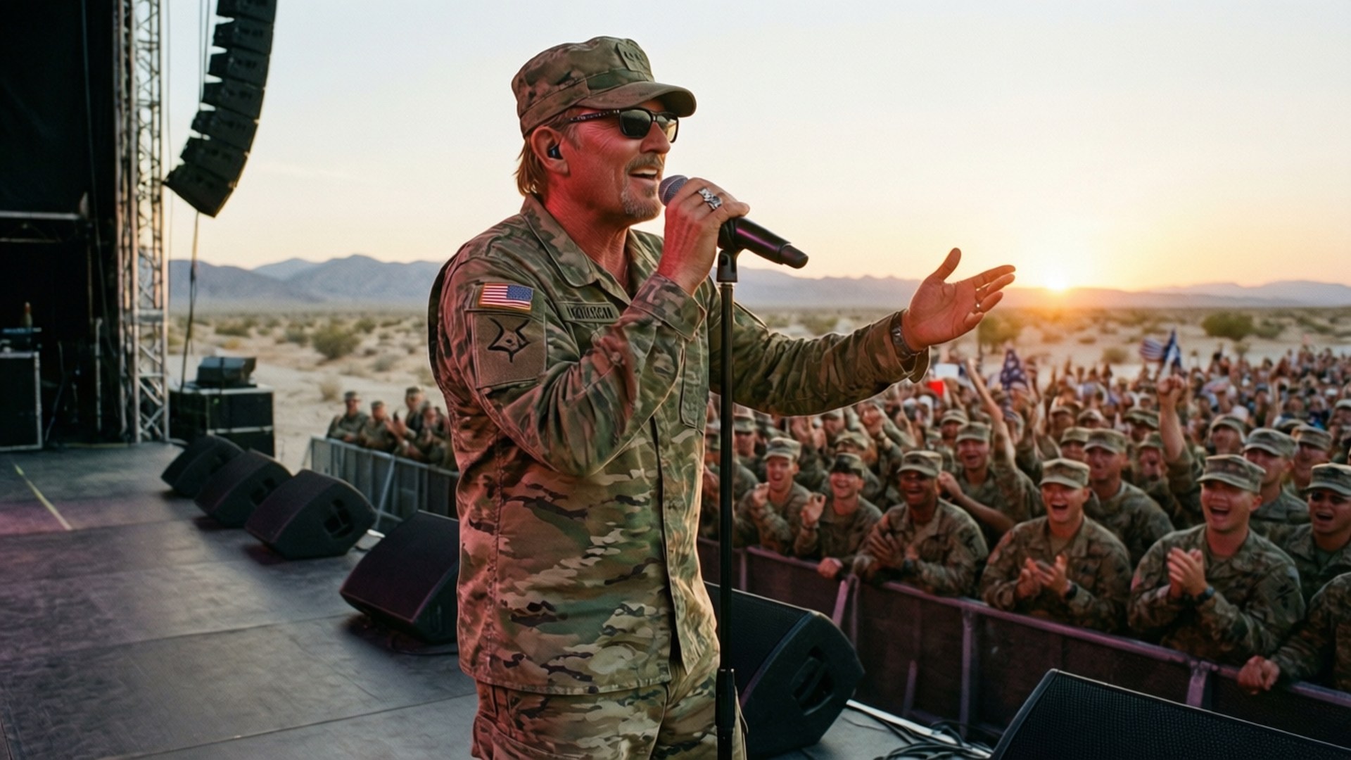 Toby Keith performing for soldiers wallpaper