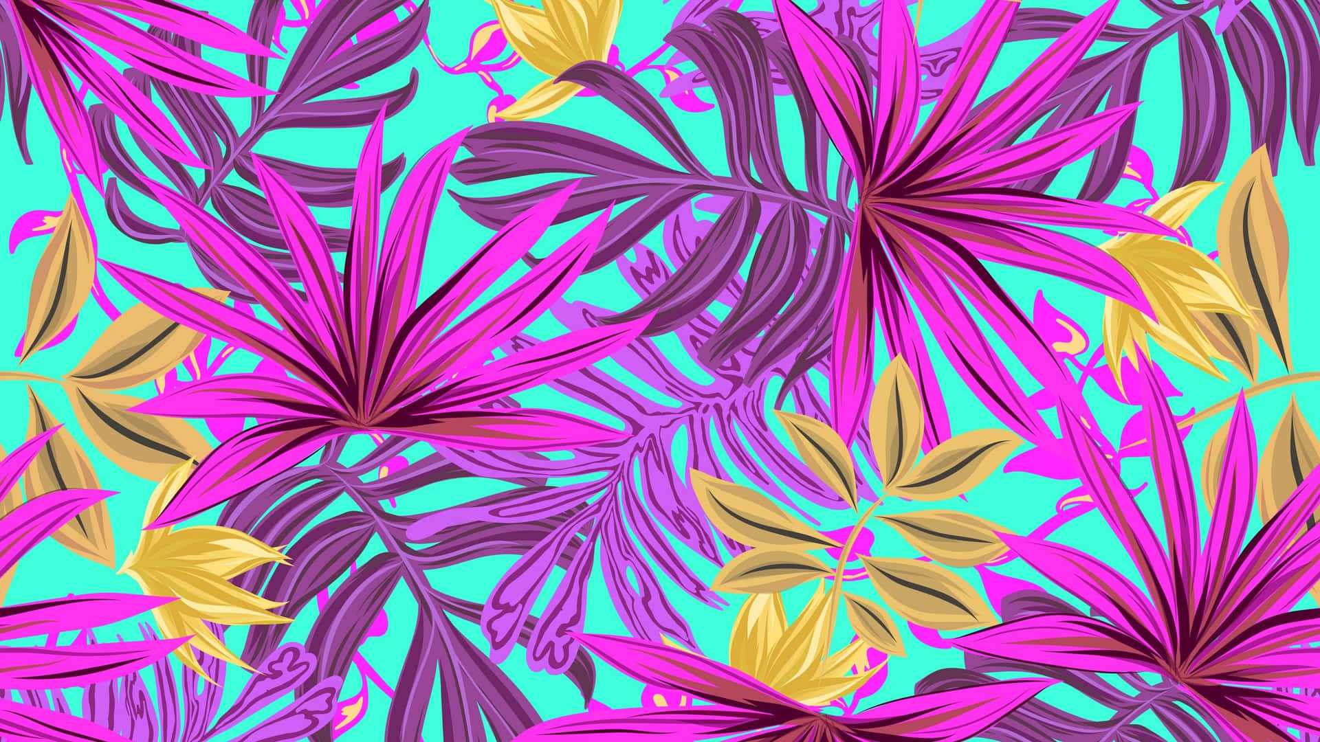 Tropischesästhetisches Pinkes Blattmuster Wallpaper