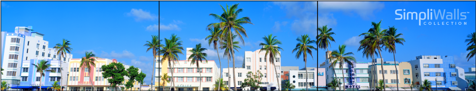 Tropical Art Deco Architecture Panorama PNG