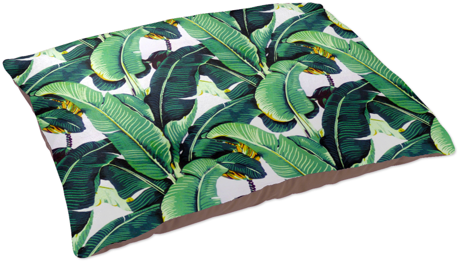 Tropical Banana Leaf Pattern Cushion PNG