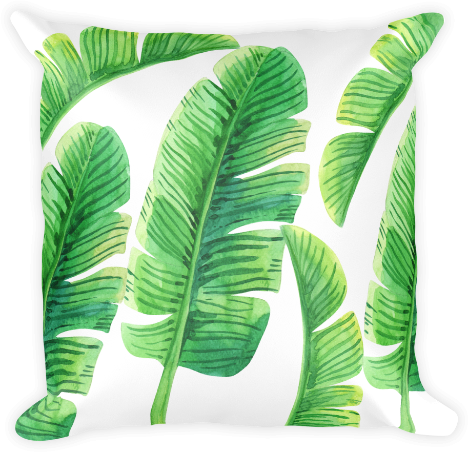 Tropical Banana Leaf Pillow Design PNG