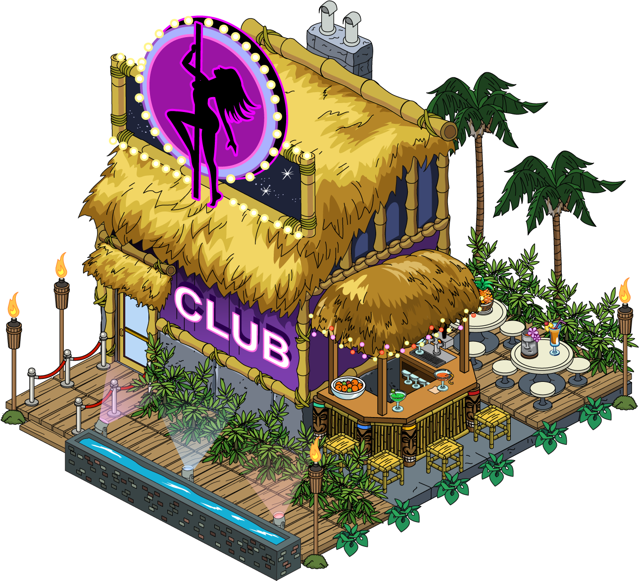 Tropical Beach Club Illustration PNG