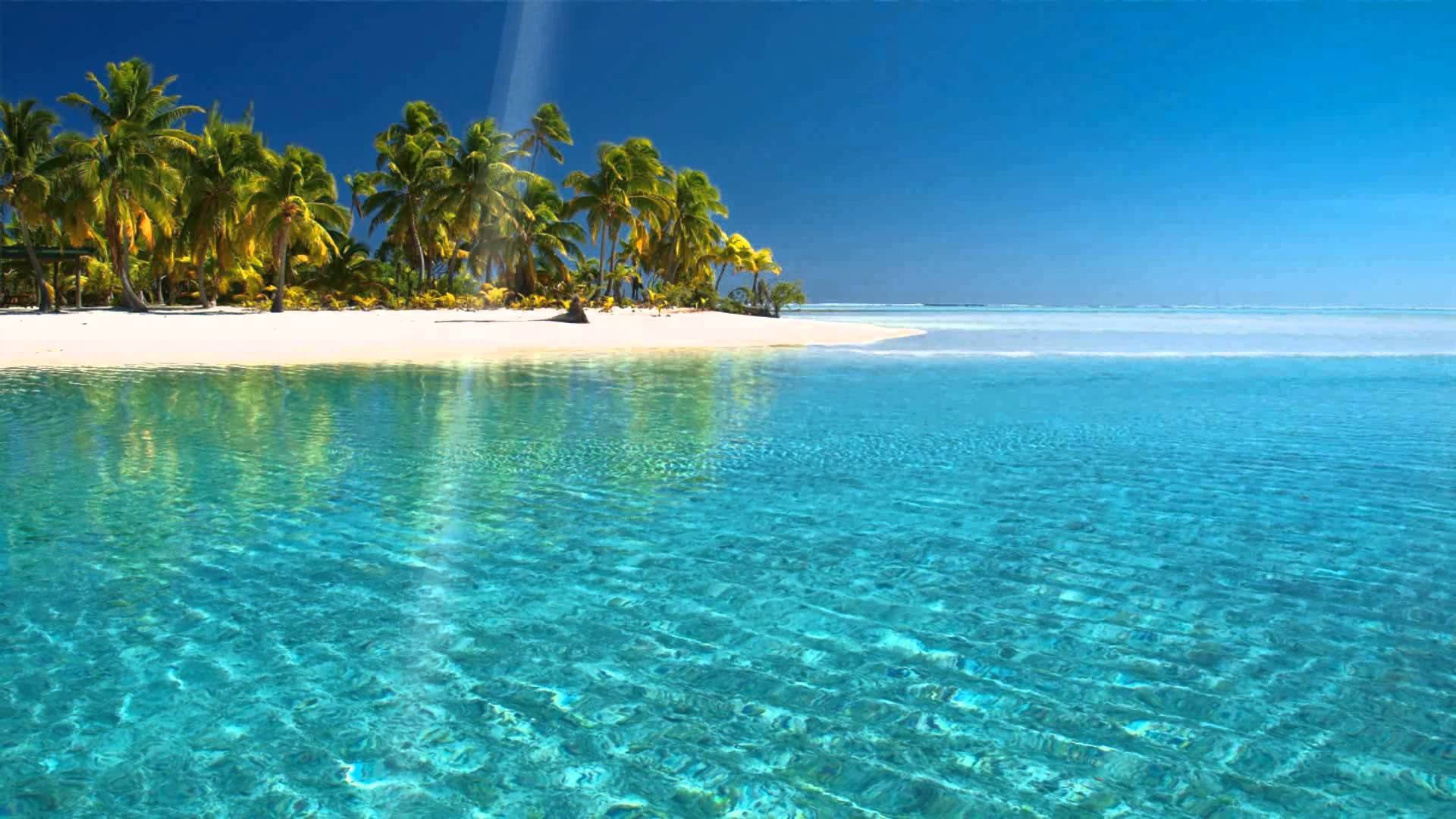 Tropical Beach Island Clear Waters Wallpaper