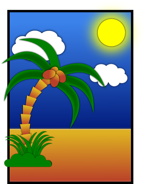 Tropical Beach Scene Illustration PNG