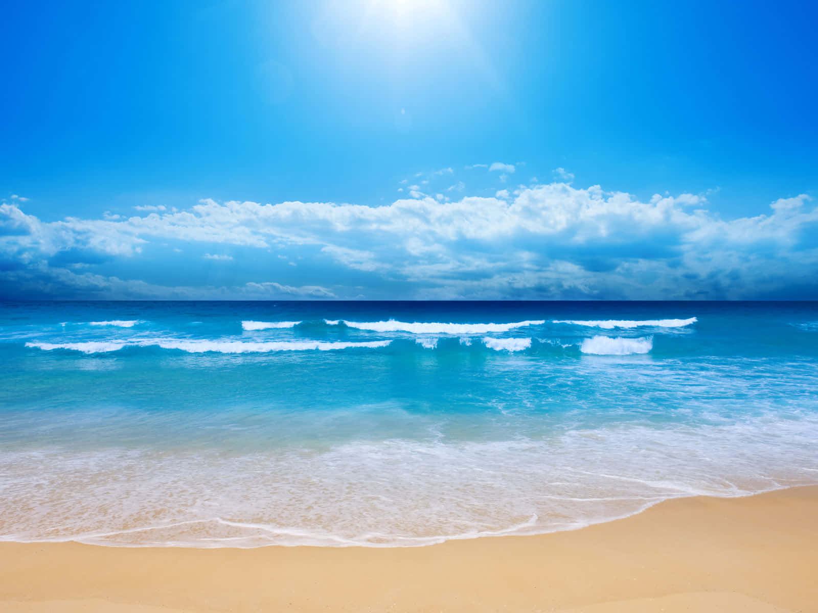 Tropical Beach Scene Sunny Day Wallpaper