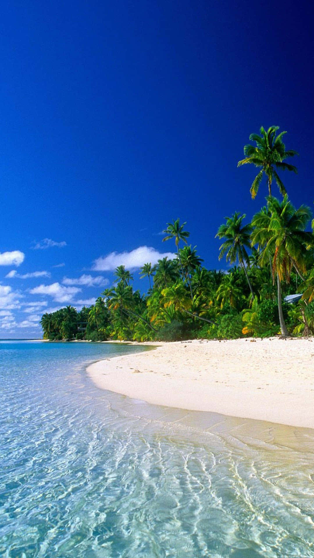 “Take in a tranquil tropical beach scene.” Wallpaper