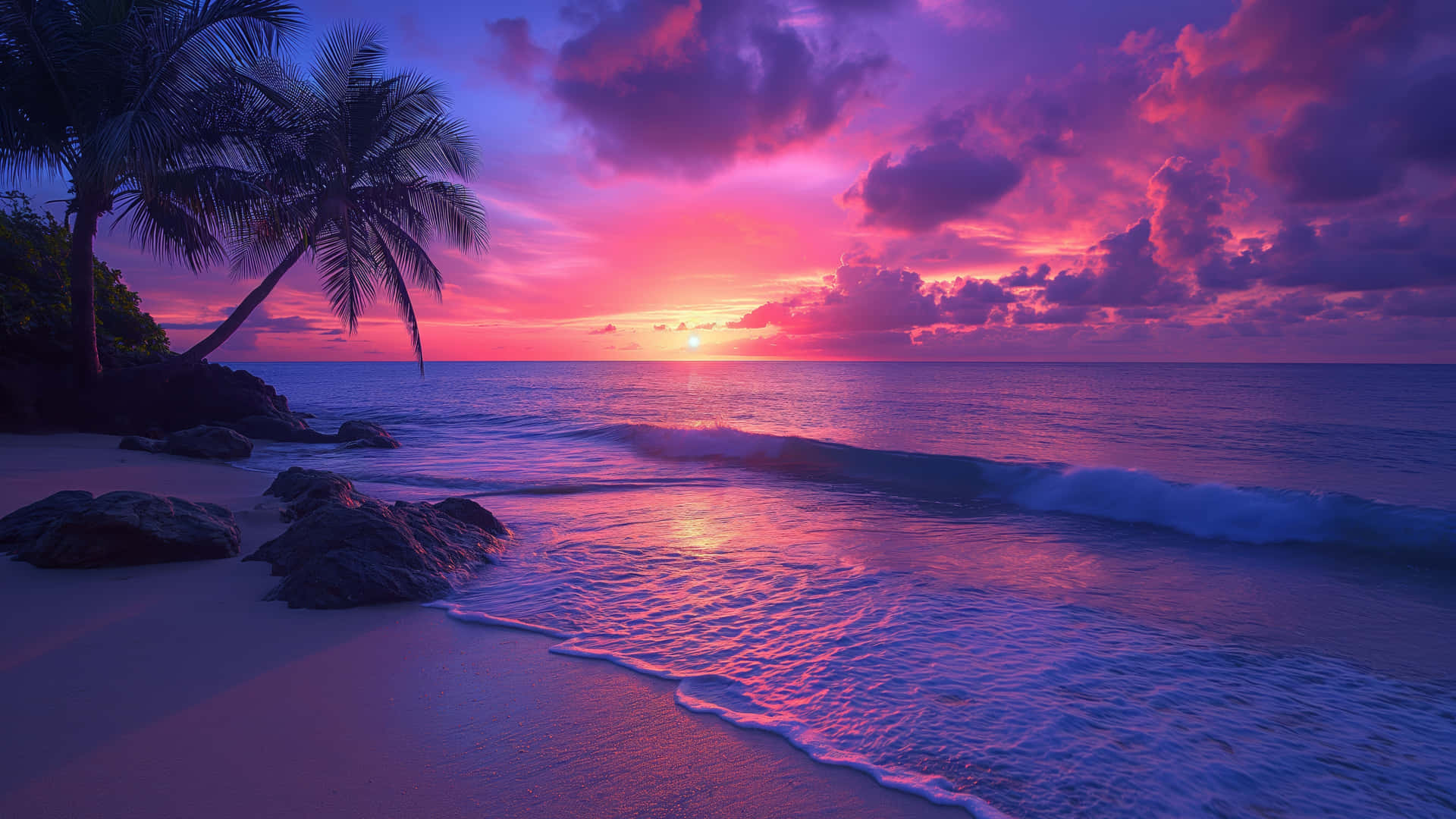 Tropical Beach Sunset Coastal Aesthetic Wallpaper