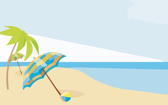 Tropical Beach Vector Illustration PNG