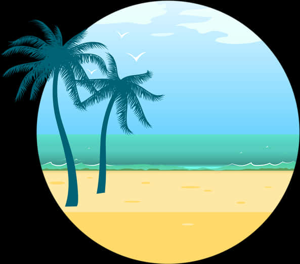 Tropical_ Beach_ View_ Vector PNG