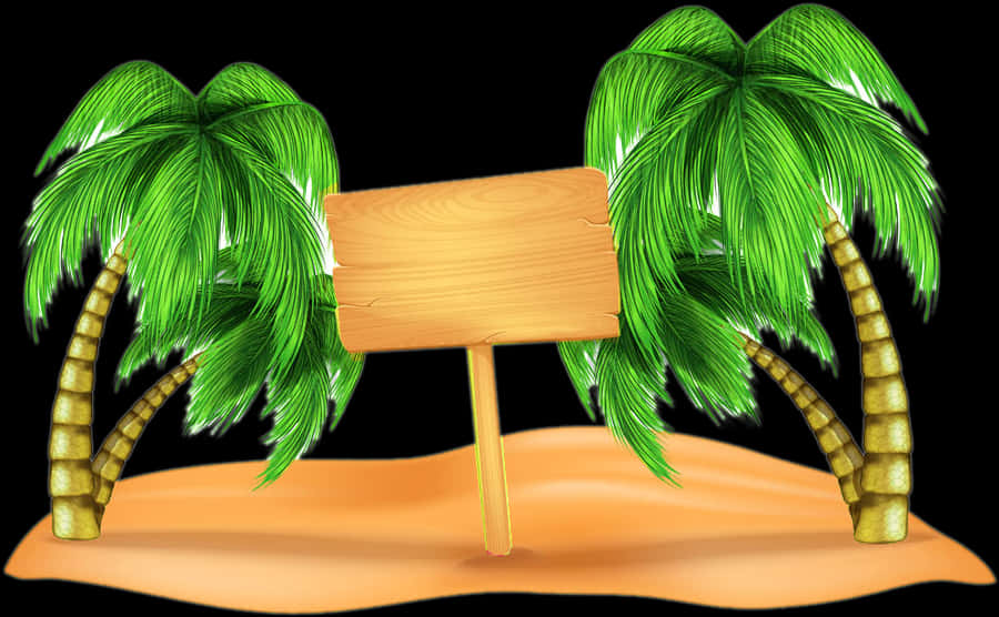 Tropical_ Beach_ Wooden_ Sign PNG