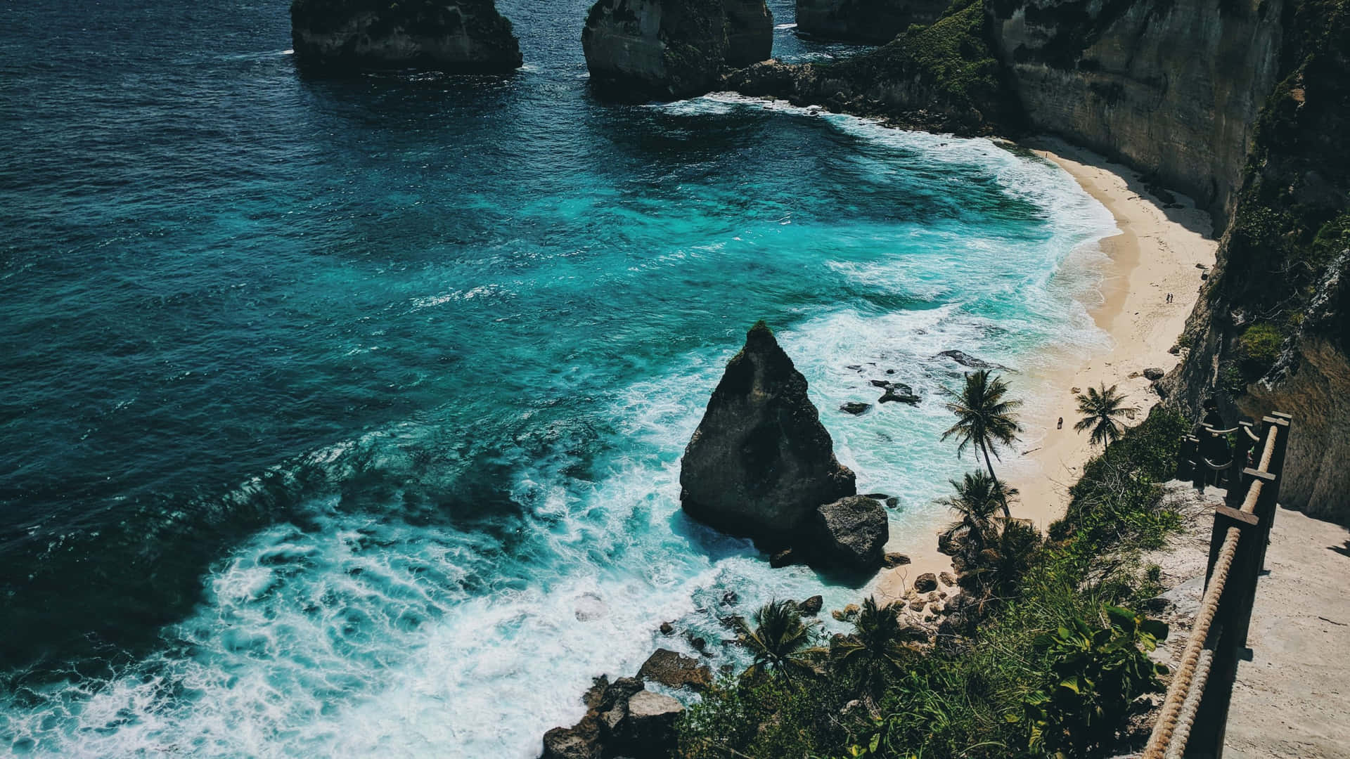 Tropical Blue Coastline Cliffs Wallpaper