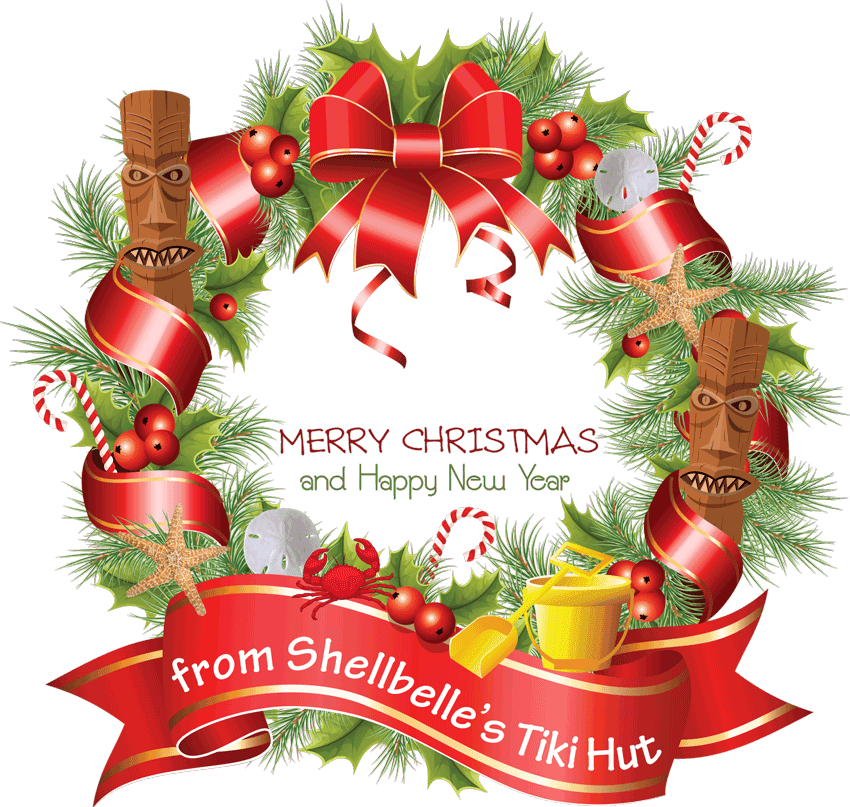 Tropical Christmas Wreath Holiday Greeting PNG