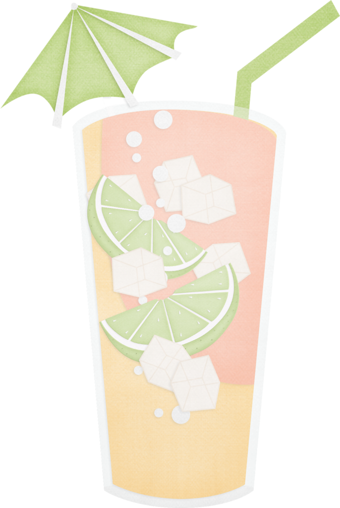 Tropical Citrus Cocktail Illustration PNG