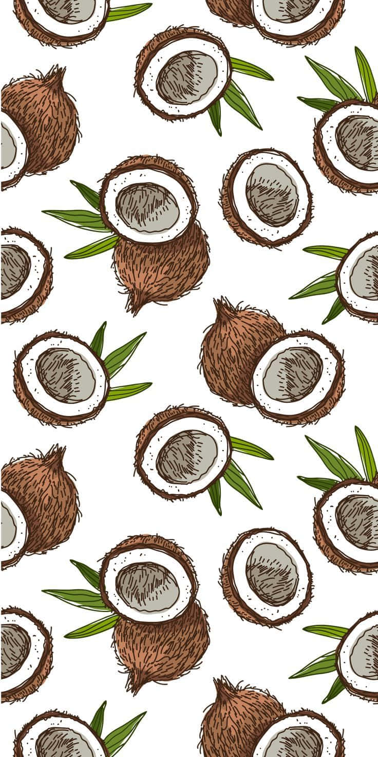 Tropical Coconut Pattern Illustration Wallpaper