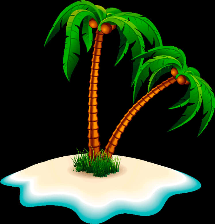 Tropical Coconut Trees Illustration PNG