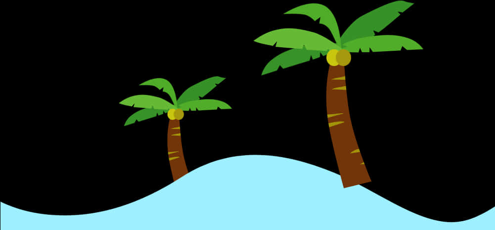 Tropical Coconut Trees Vector PNG