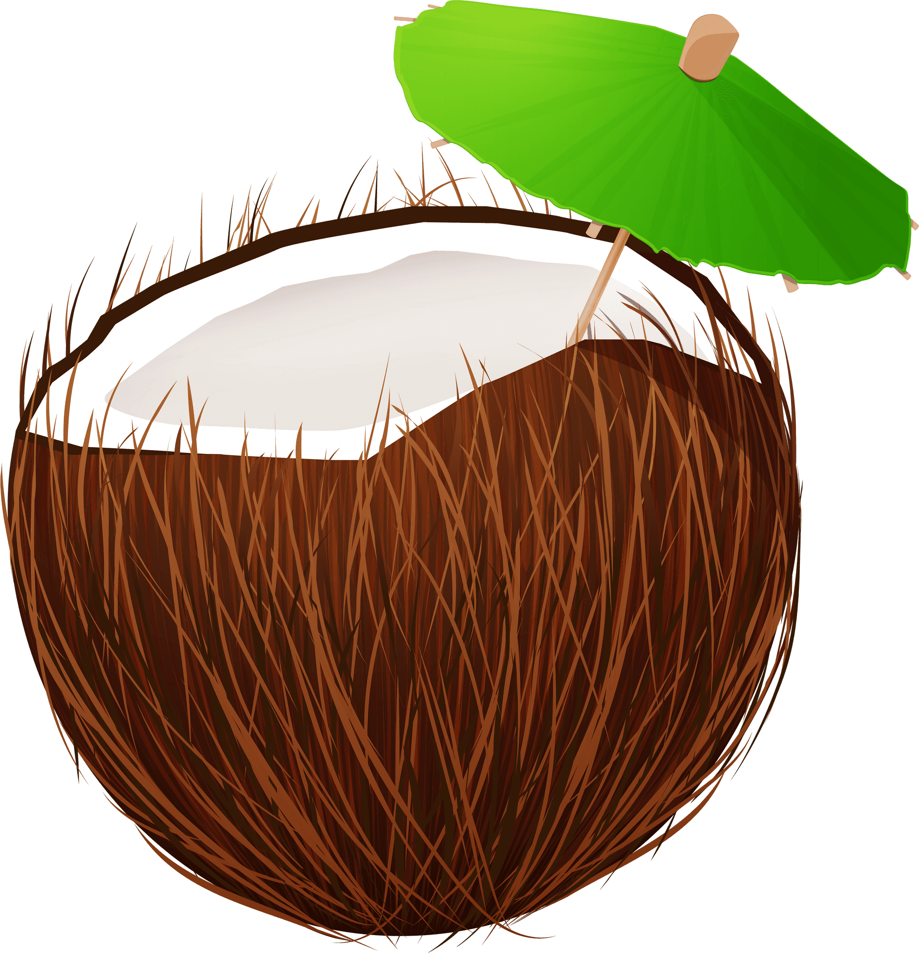 Tropical Coconut With Umbrella PNG