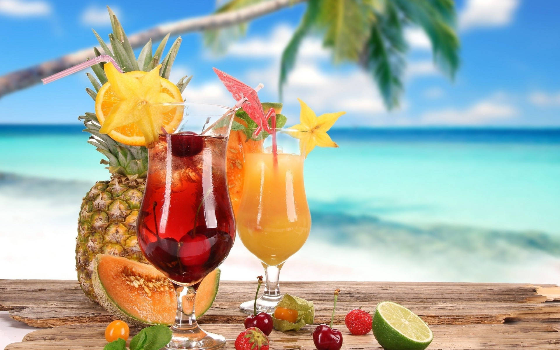 Tropical Drinks At The Beach