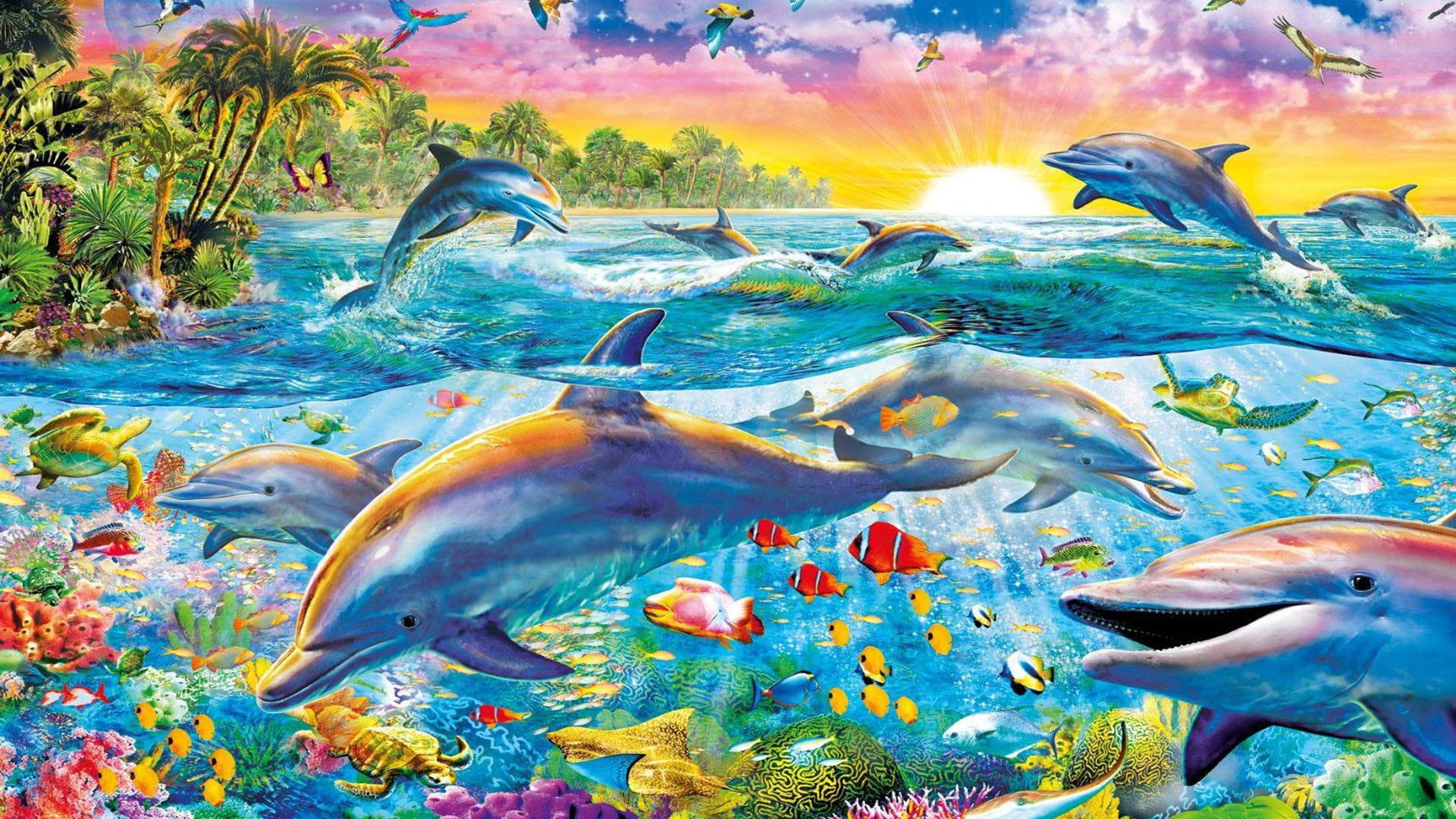 Tropical Fish Dolphin Wallpaper