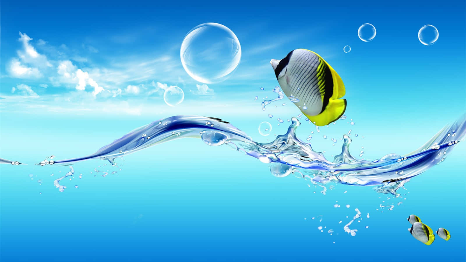 Tropical_ Fish_ Leaping_ Water_ Art Wallpaper