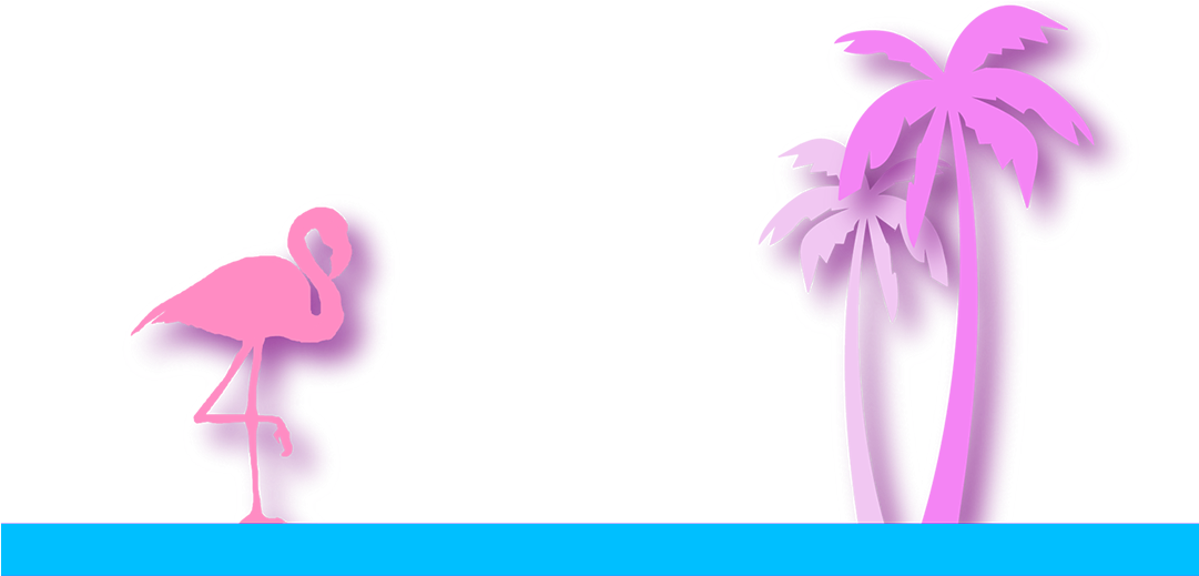 Tropical Flamingoand Palm Trees PNG