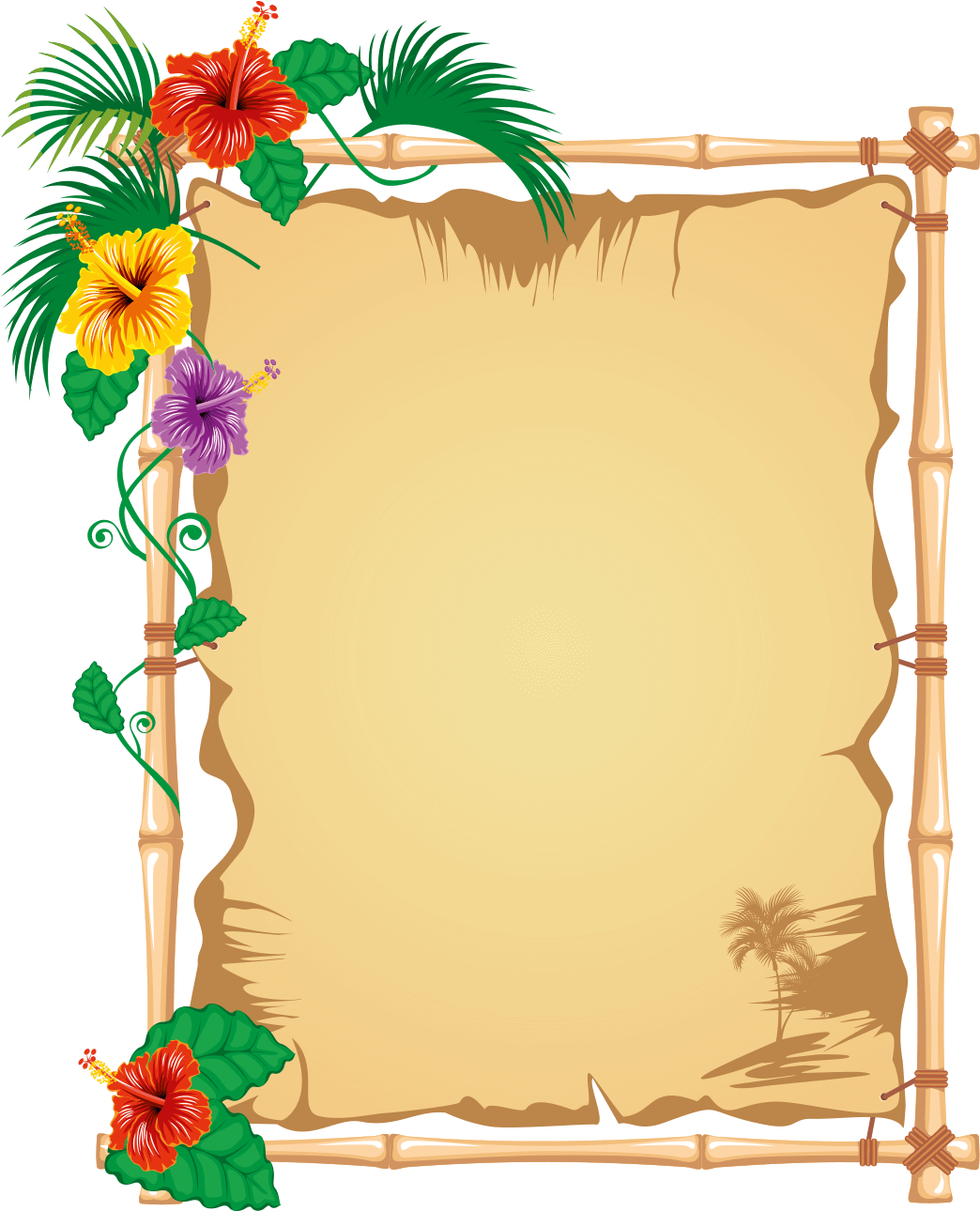 Tropical Floral Border Template PNG