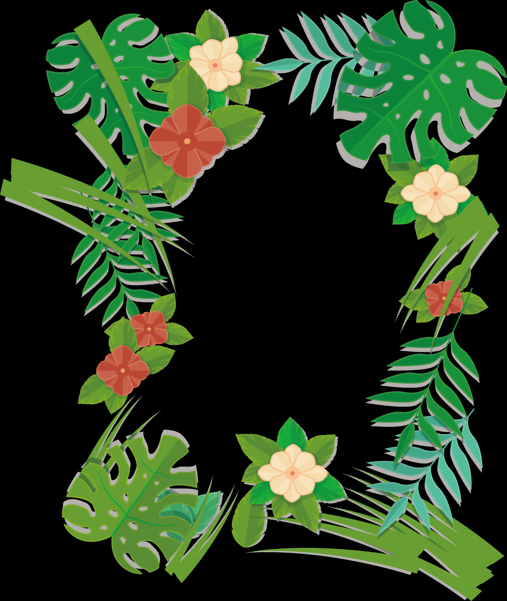Tropical Floral Frame Graphic PNG