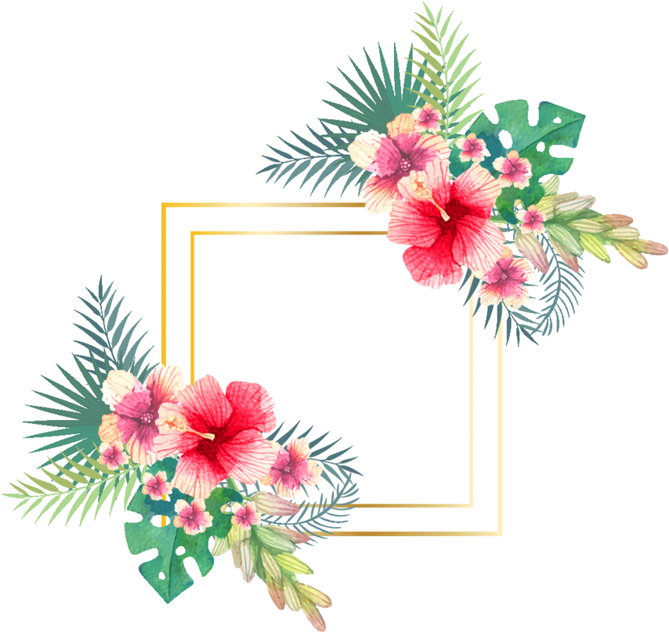 Tropical Floral Frame Template PNG