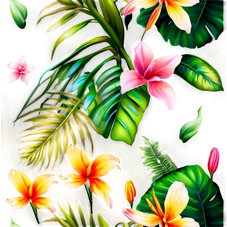 Tropical Floral Pattern Png Kwh42 PNG