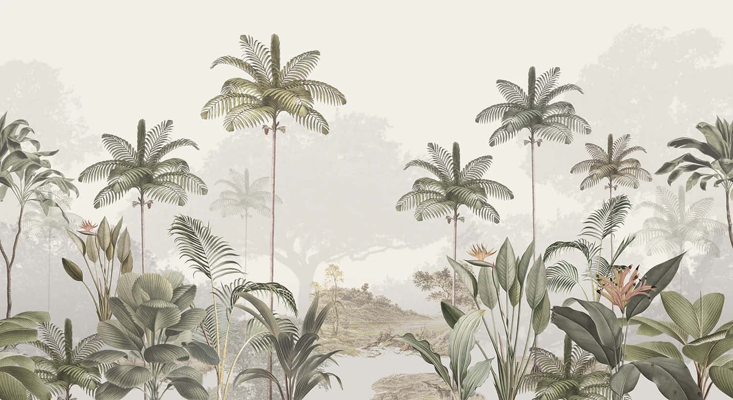 Tropical_ Forest_ Mural_ Wallpaper Wallpaper