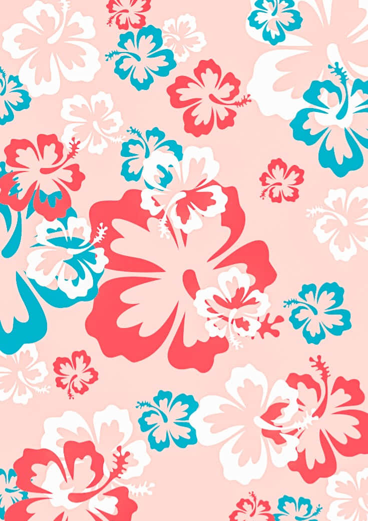 Tropical Hibiscus Pattern Pink Background Wallpaper