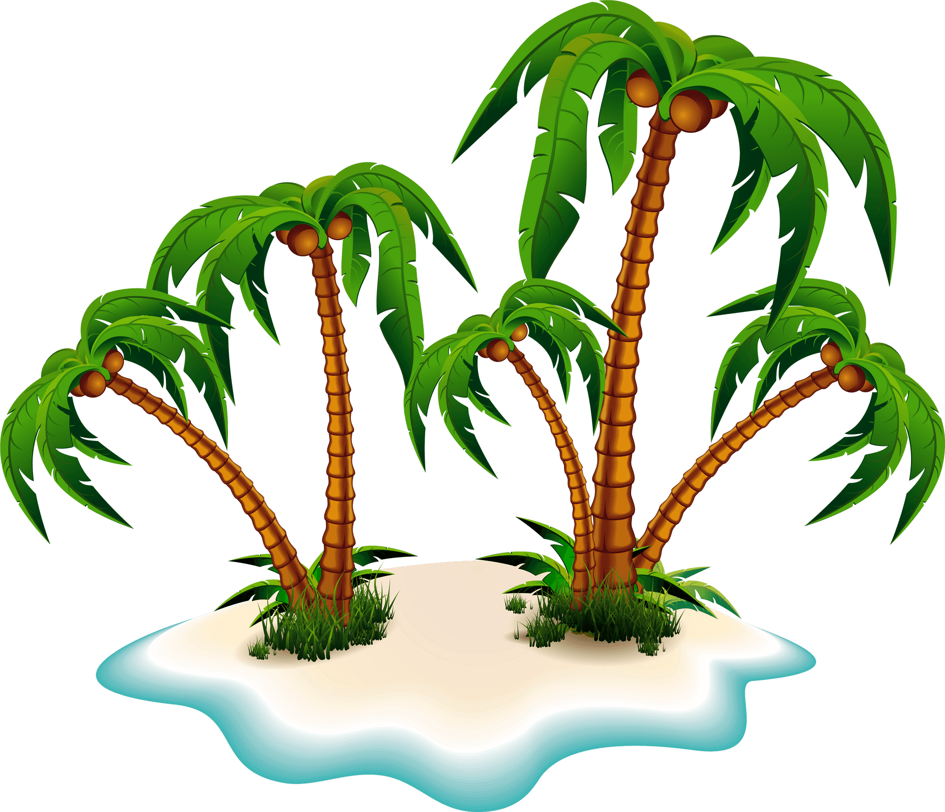 Tropical Island Palm Trees PNG