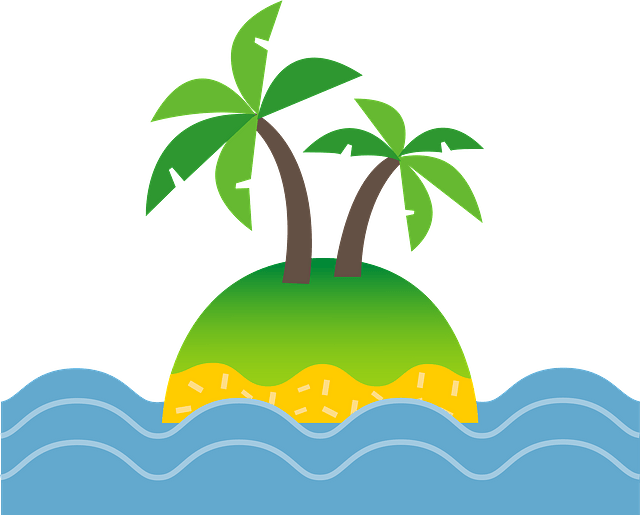 Tropical Island Vector Illustration PNG
