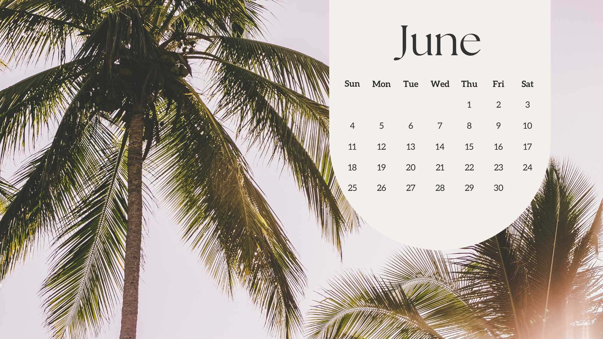 Tropical June Calendar Background Wallpaper