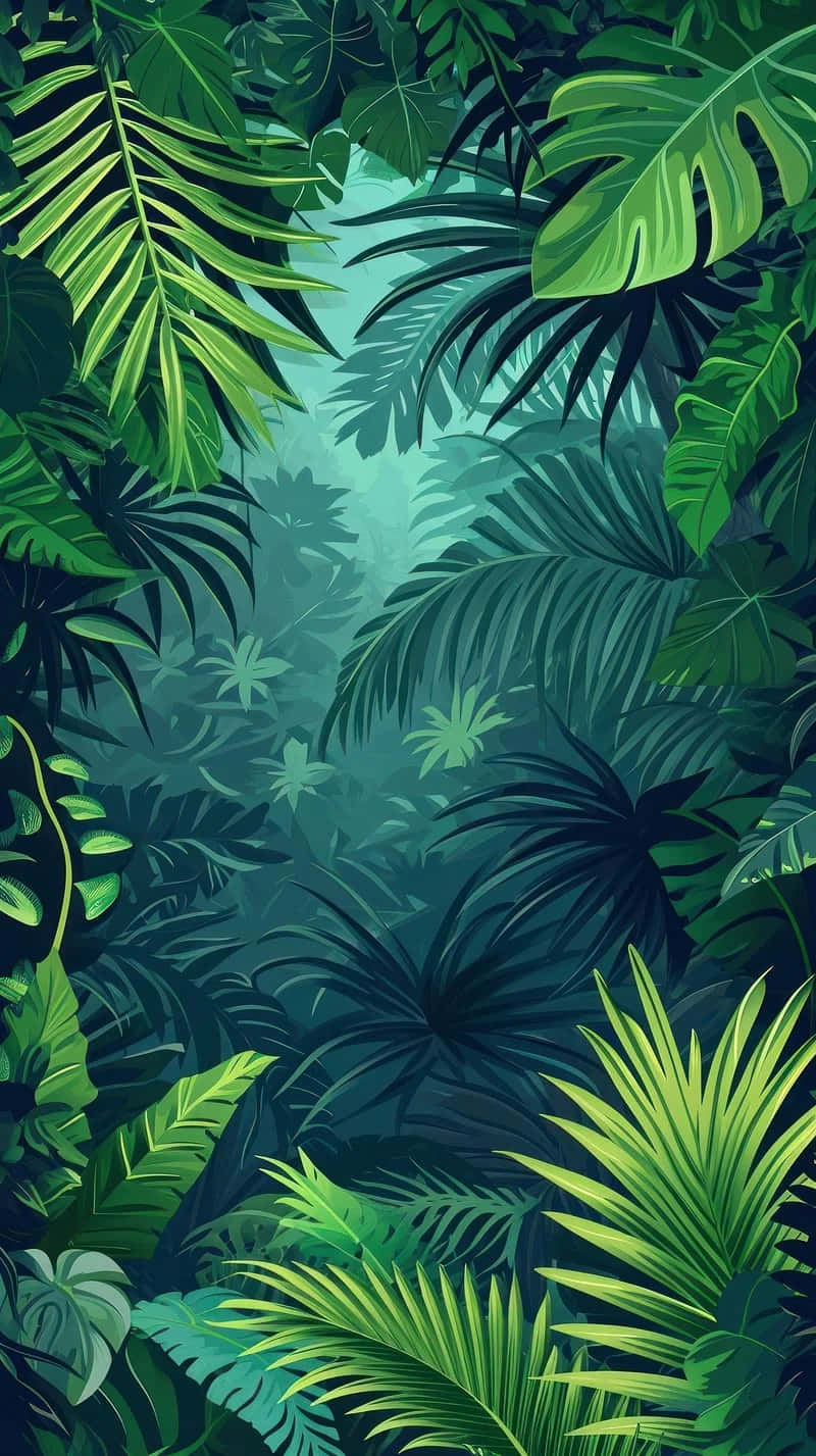 Tropical Jungle Illustration Wallpaper