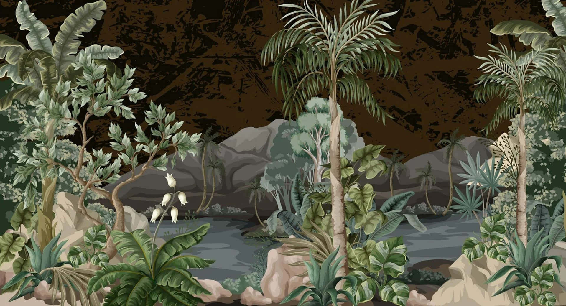 Tropical_ Jungle_ Mural_ Scene.jpg Wallpaper