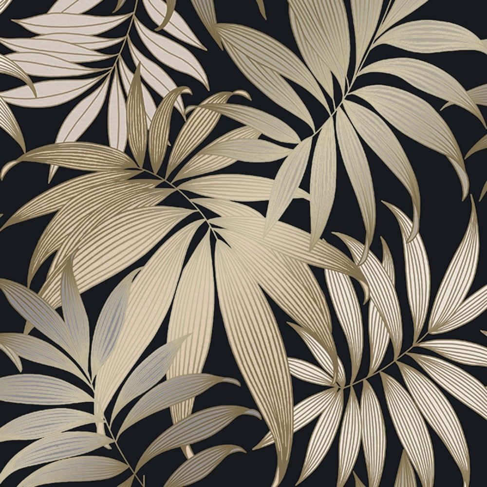 A Gold And Black Leaf Wallpaper