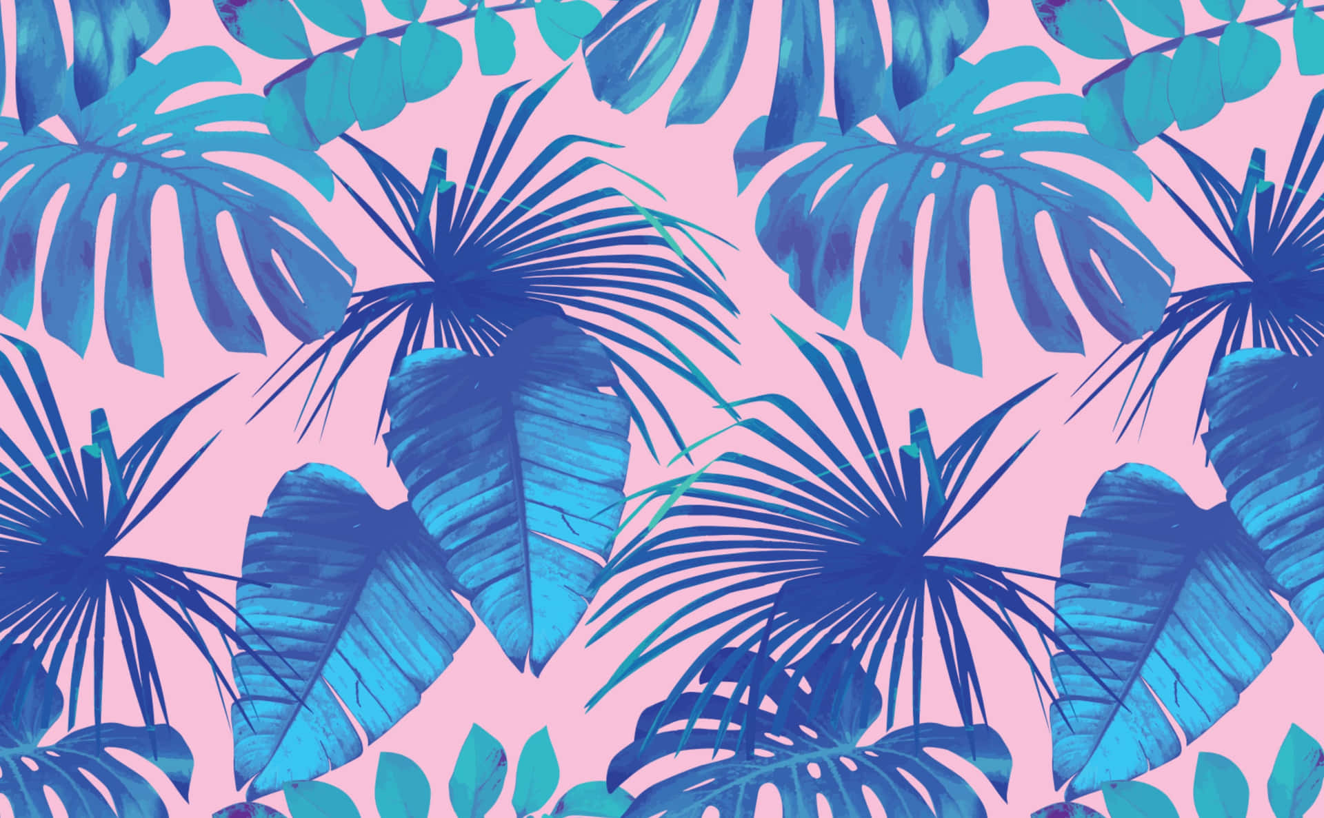 Tropiske blade på pink baggrund