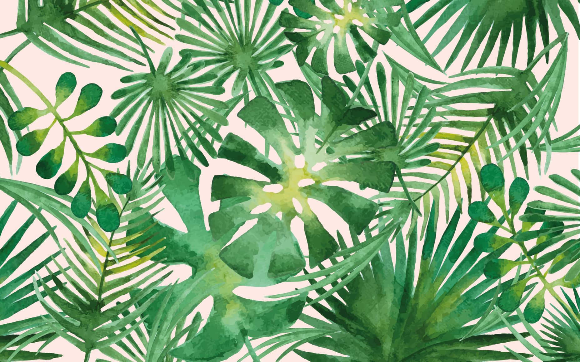 Beautiful Tropical Flower Pattern Palm Leaf Wallpaper Murals
