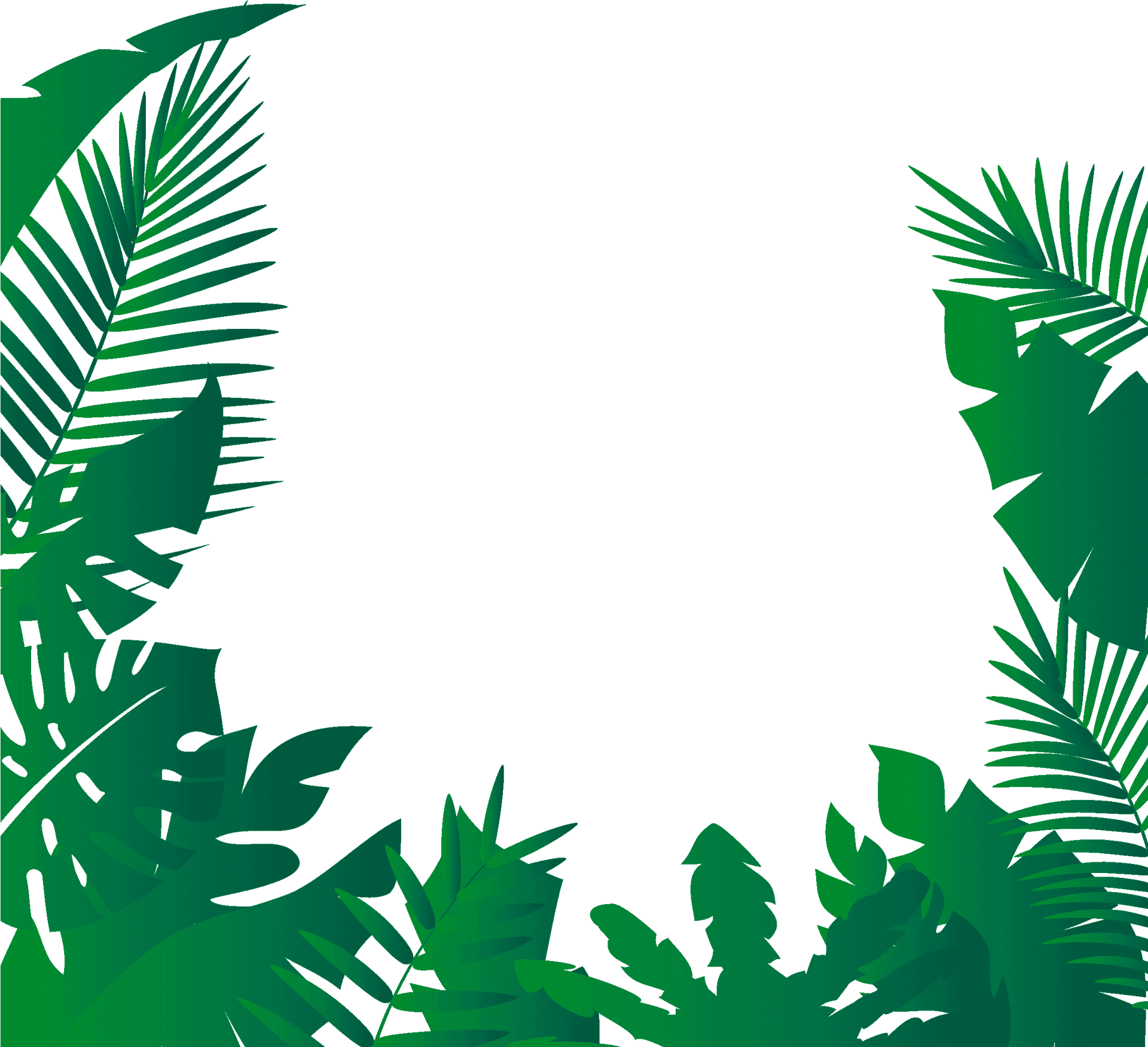 Tropical Leaves Frame Background PNG
